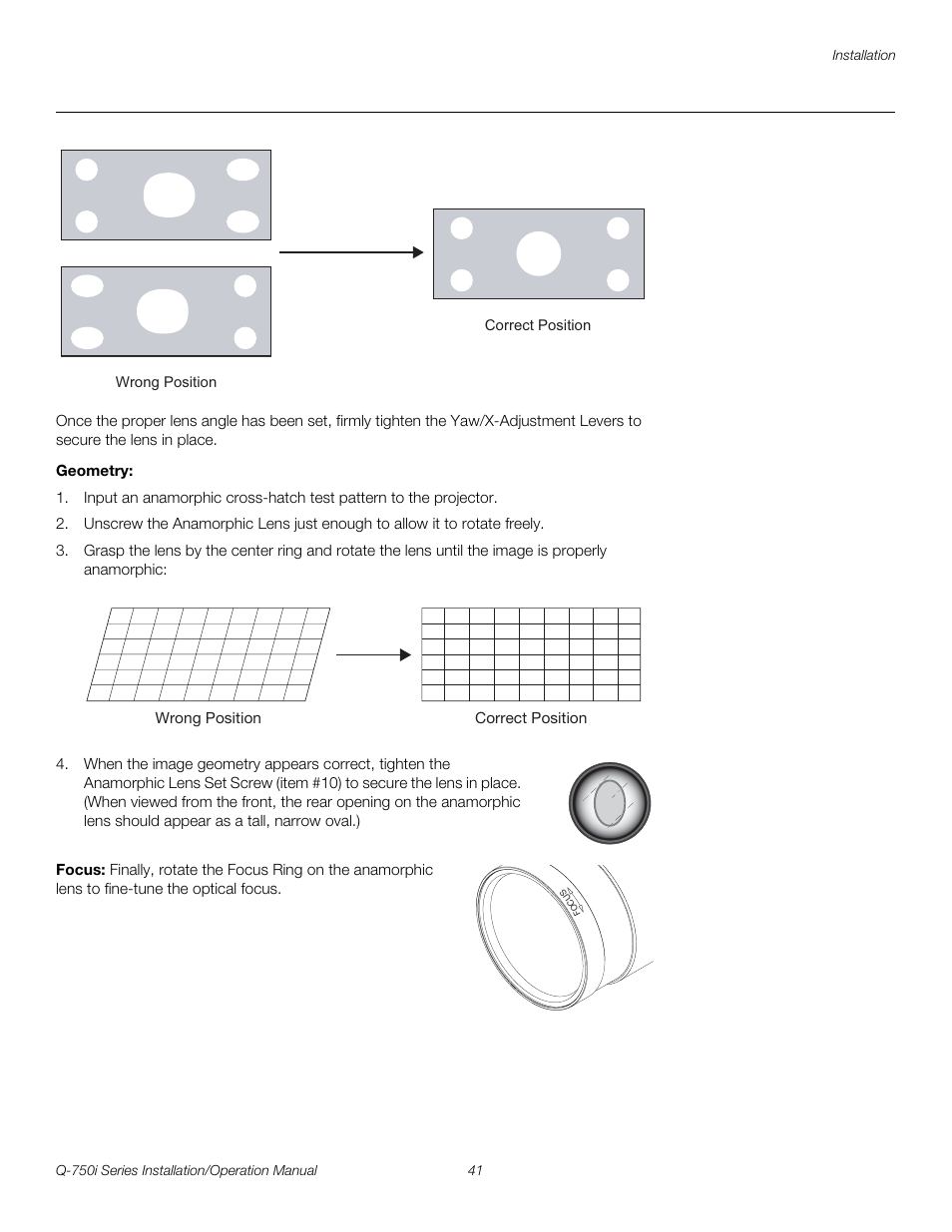 Geometry, Focus, Pre l iminar y | Runco QUANTUM COLOR Q-750I User Manual | Page 57 / 108