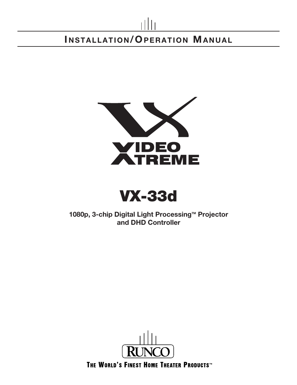 Runco VX VIDEO XTREME VX-33D User Manual | 94 pages