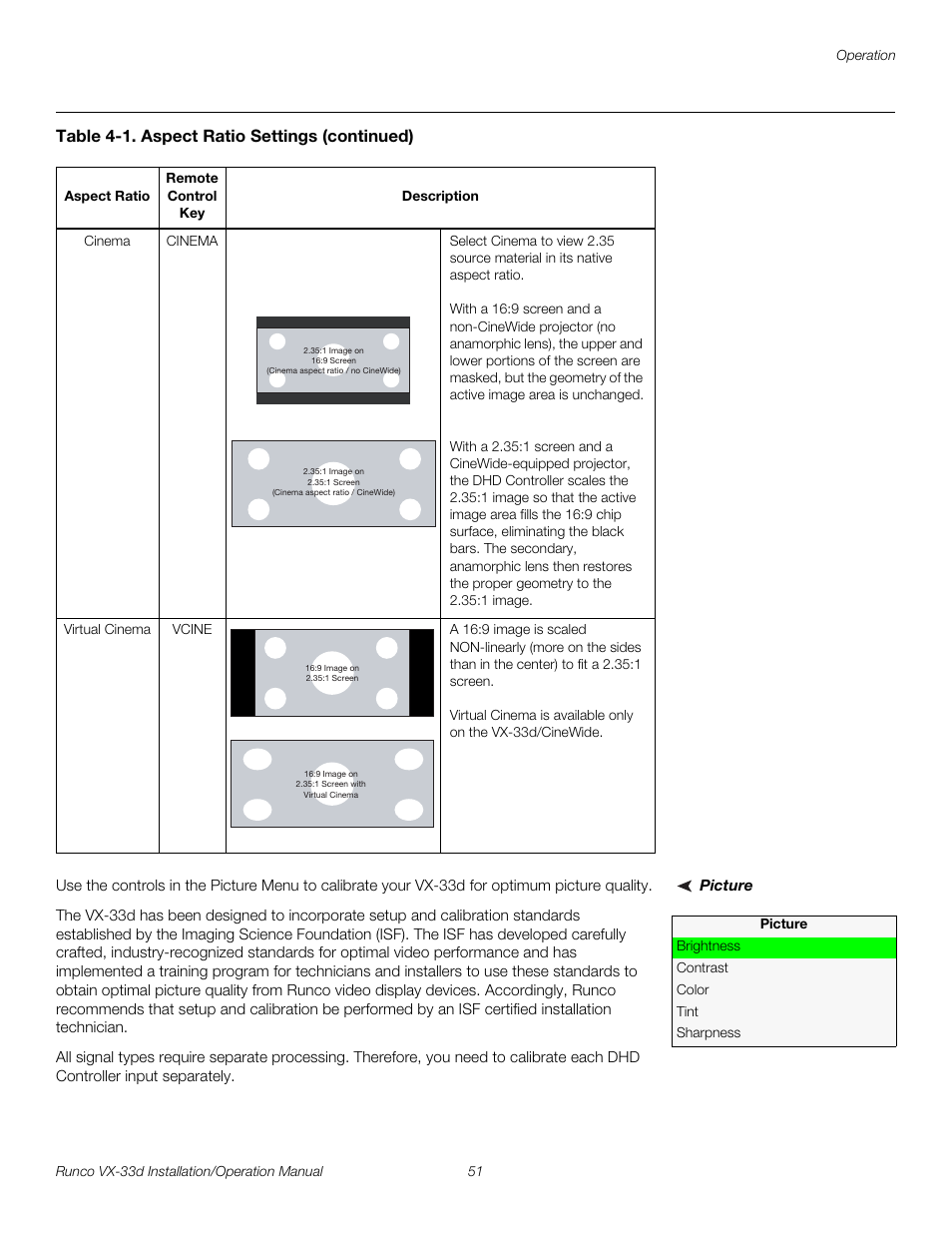 Picture, Pre l iminar y | Runco VX VIDEO XTREME VX-33D User Manual | Page 67 / 94