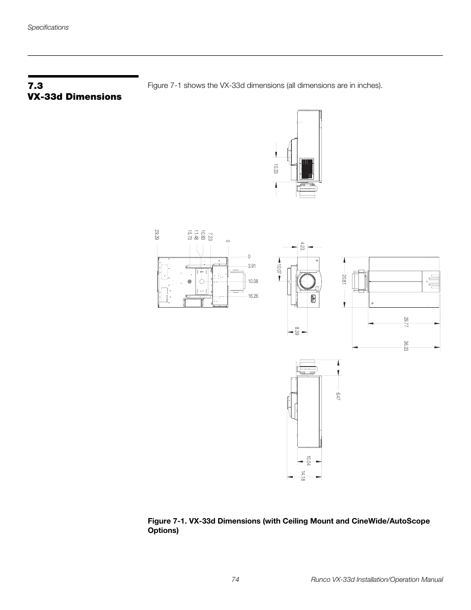 3 vx-33d dimensions, Vx-33d dimensions, Preli m inary | Runco VX VIDEO XTREME VX-33D User Manual | Page 90 / 94