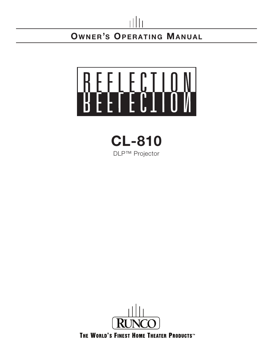 Runco CL-810 User Manual | 58 pages