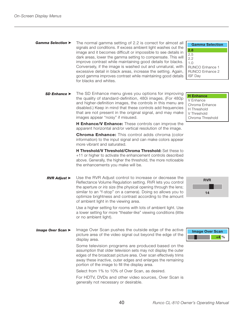 Runco CL-810 User Manual | Page 40 / 58