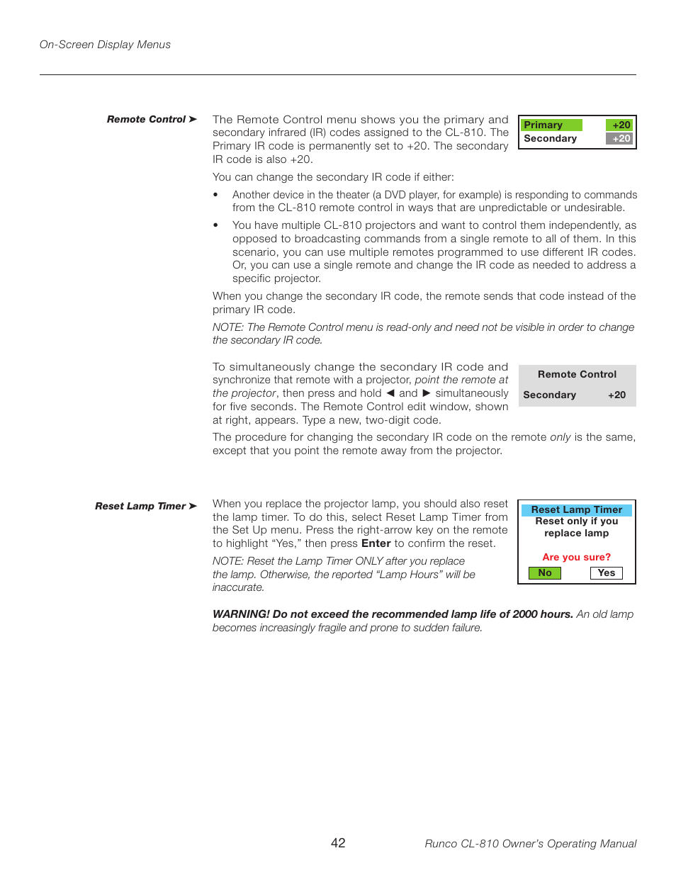 Runco CL-810 User Manual | Page 42 / 58