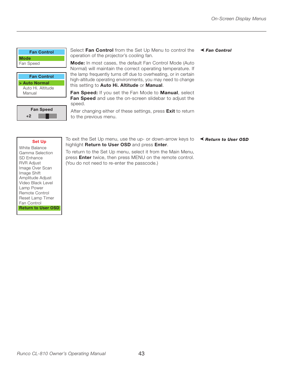 Runco CL-810 User Manual | Page 43 / 58