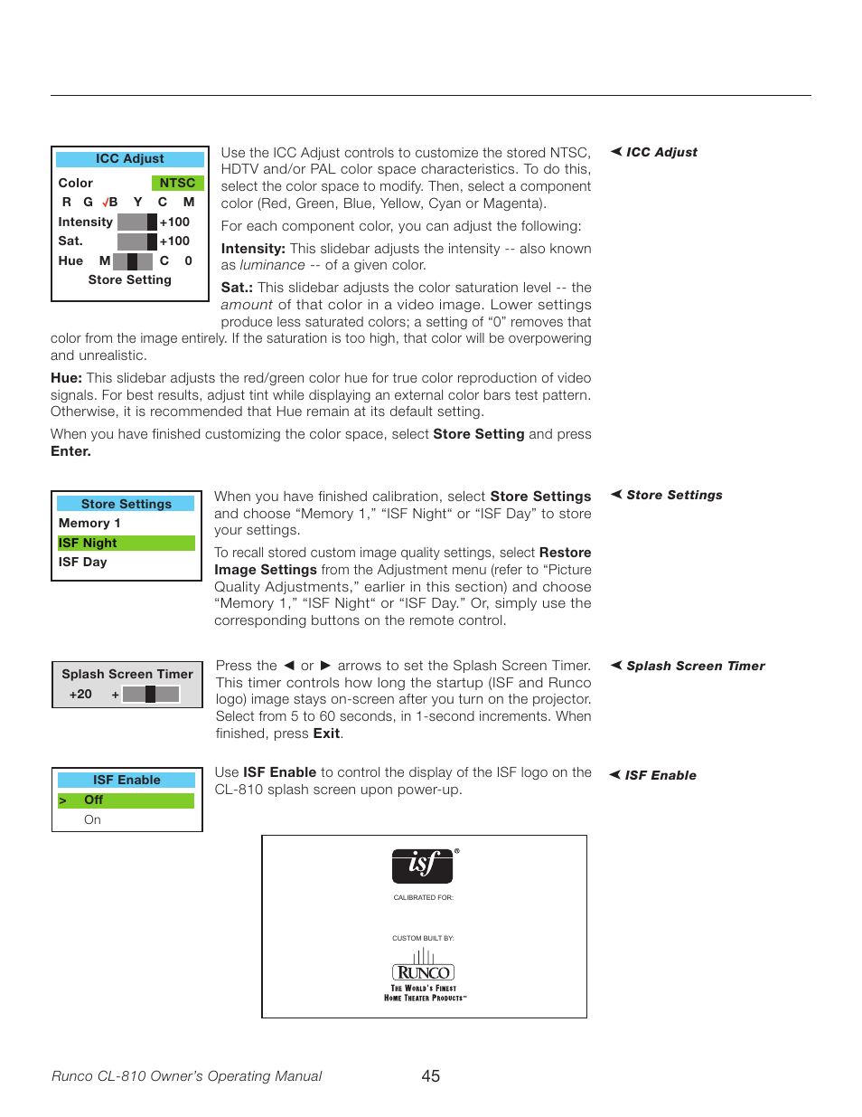 Runco CL-810 User Manual | Page 45 / 58