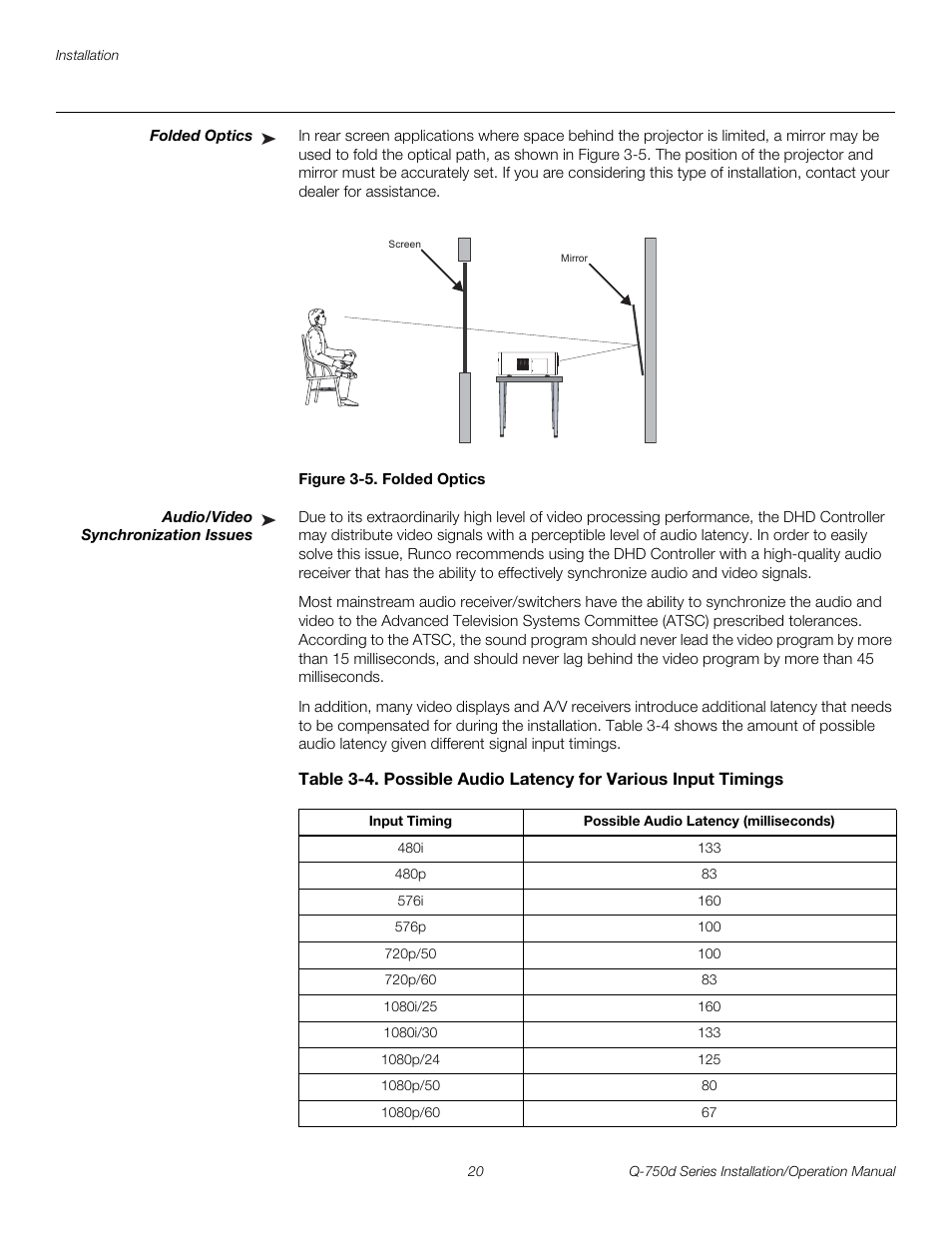 Folded optics, Figure 3-5 . folded optics, Audio/video synchronization issues | 5. folded optics, Pre l iminar y | Runco QUANTUM Q-750D User Manual | Page 36 / 106