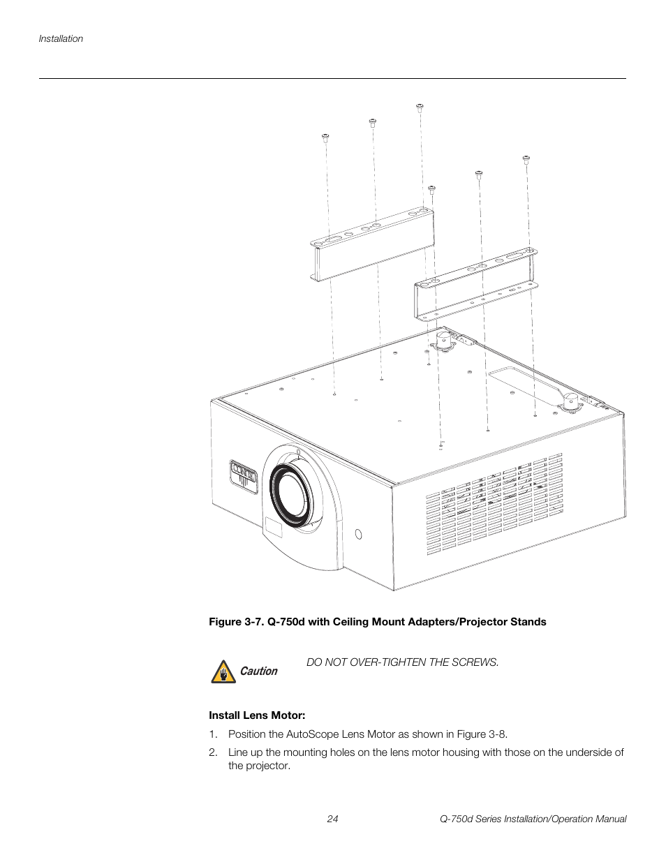 Install lens motor, Pre l iminar y | Runco QUANTUM Q-750D User Manual | Page 40 / 106