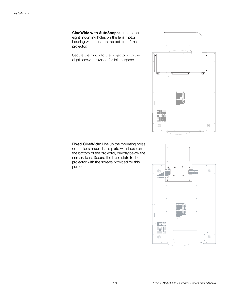 Cinewide with autoscope, Fixed cinewide, Pre l iminar y | Runco Video Xtreme VX-6000d User Manual | Page 40 / 102