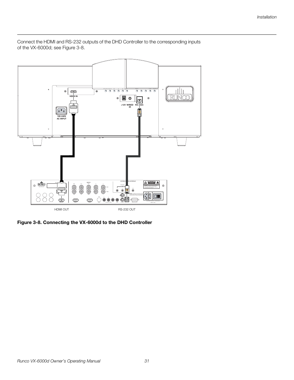 8. connecting the vx-6000d to the dhd controller, Pre l iminar y, Risk of electric shock do not open | Runco Video Xtreme VX-6000d User Manual | Page 43 / 102