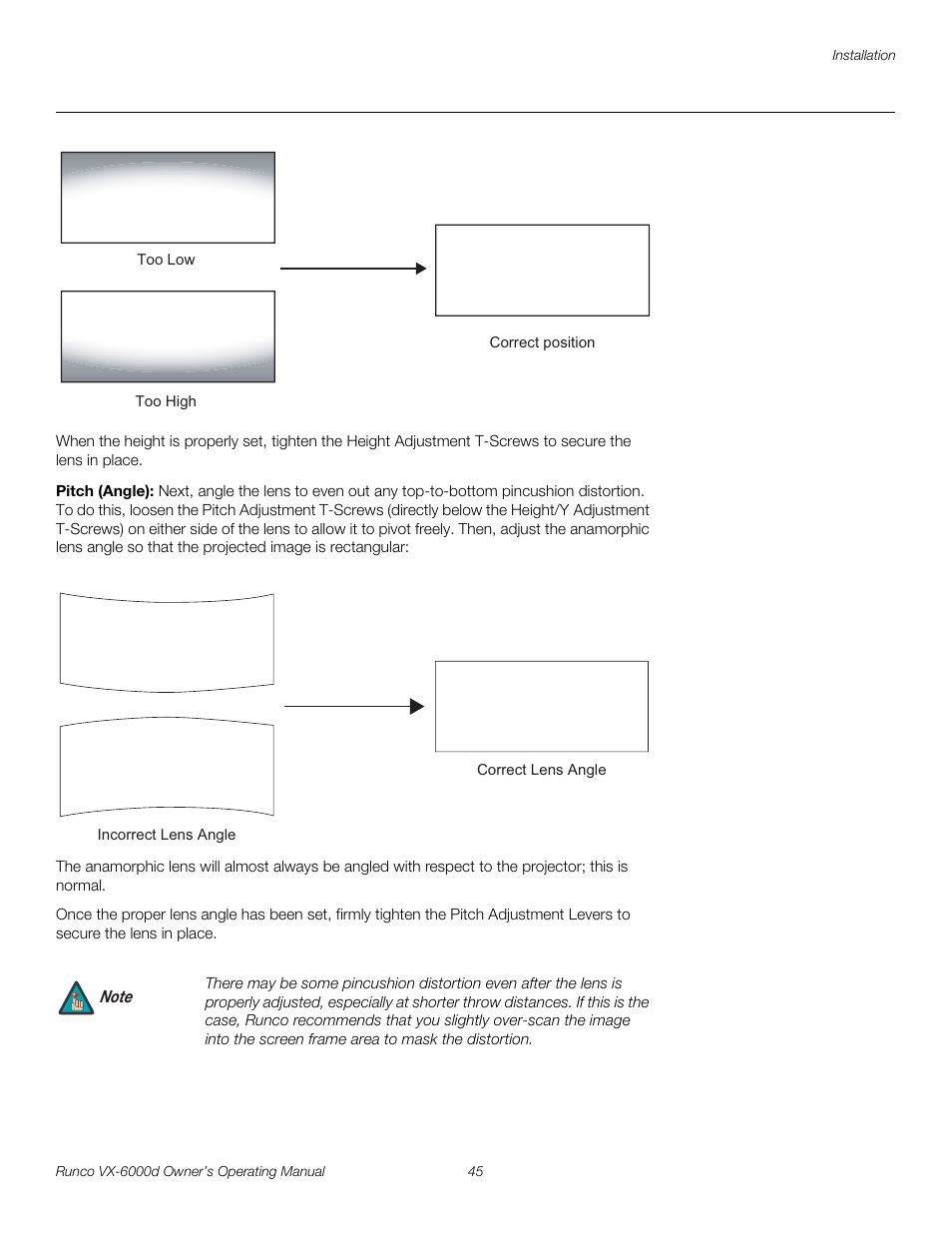 Pitch (angle), Pre l iminar y | Runco Video Xtreme VX-6000d User Manual | Page 57 / 102