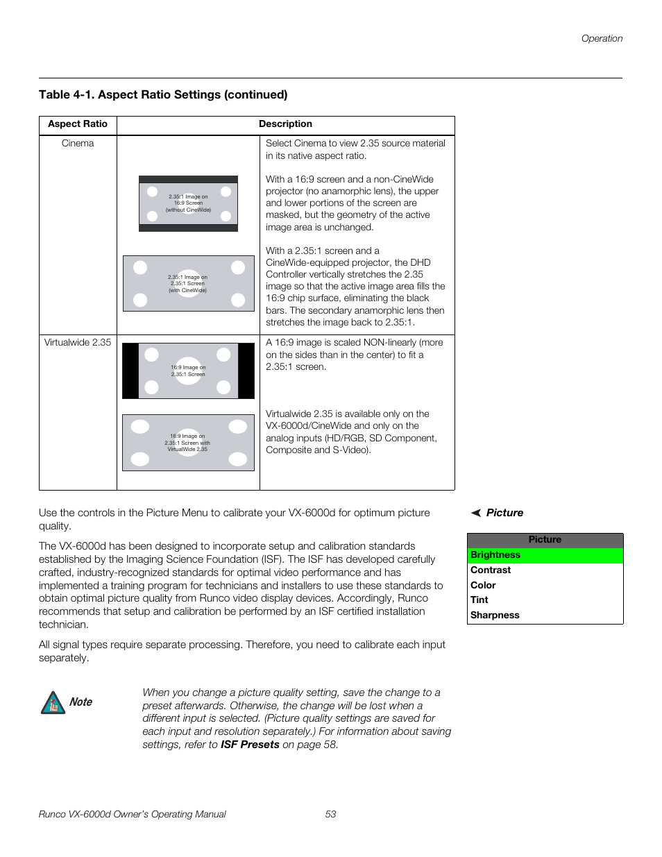 Picture, Pre l iminar y | Runco Video Xtreme VX-6000d User Manual | Page 65 / 102