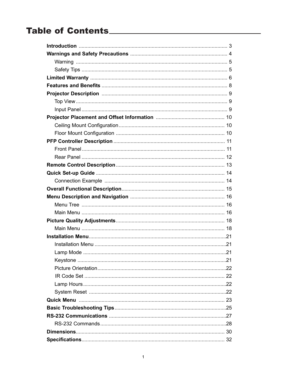 Runco REFLECTION VX-1000CI User Manual | Page 3 / 37