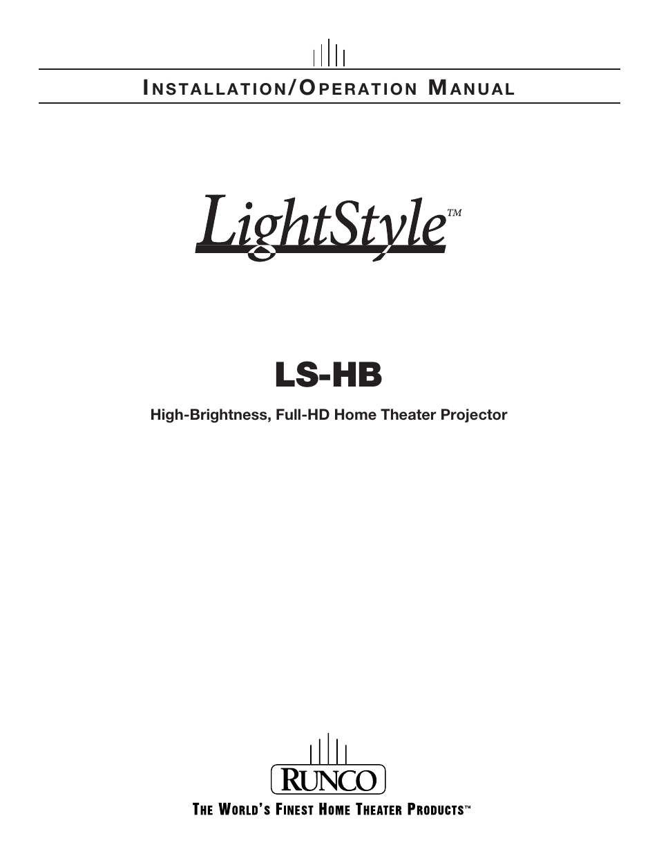 Runco LIGHTSTYLE LS-HB User Manual | 110 pages