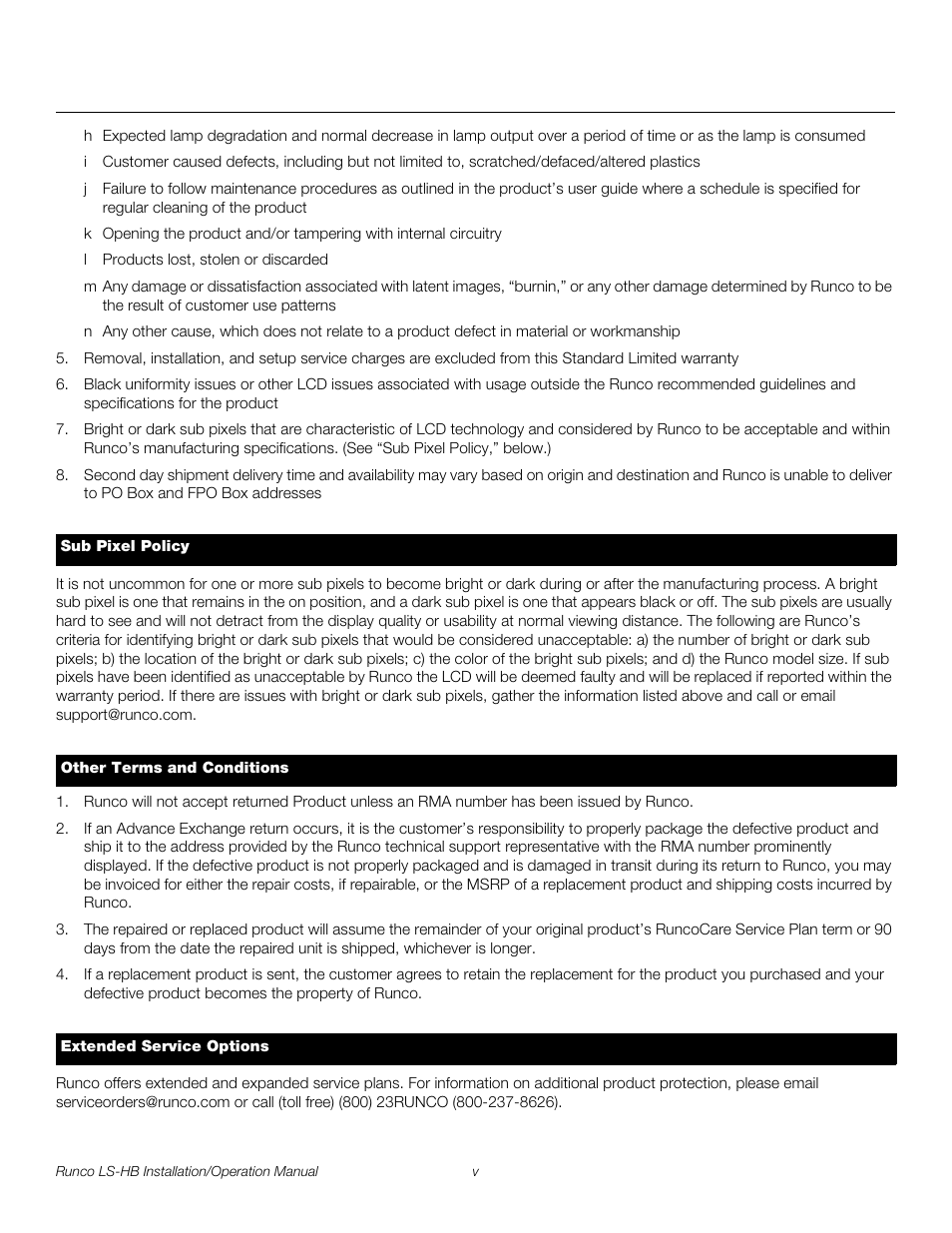 Pre l iminar y | Runco LIGHTSTYLE LS-HB User Manual | Page 5 / 110