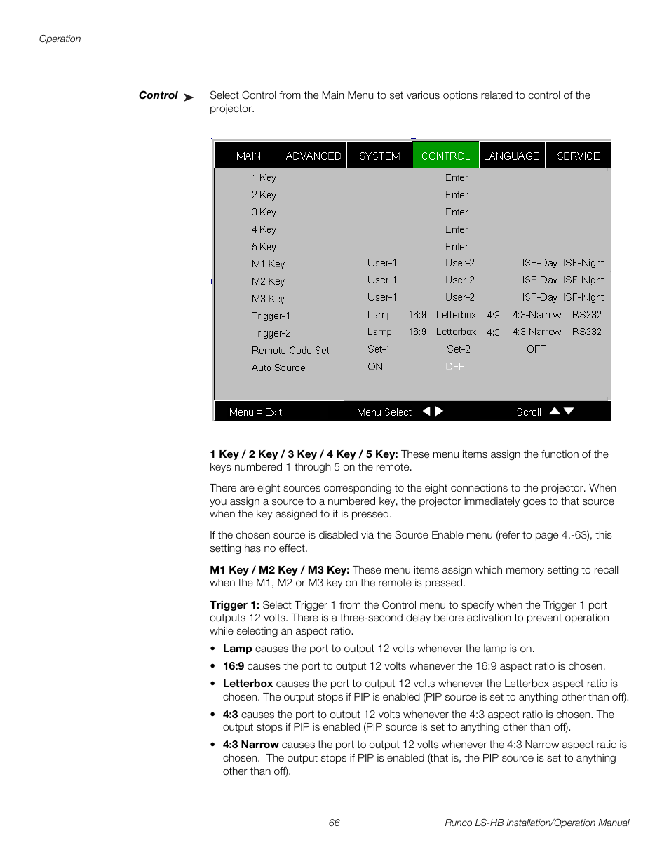 Control, 1 key / 2 key / 3 key / 4 key / 5 key, M1 key / m2 key / m3 key | Trigger 1, Pre l iminar y | Runco LIGHTSTYLE LS-HB User Manual | Page 82 / 110