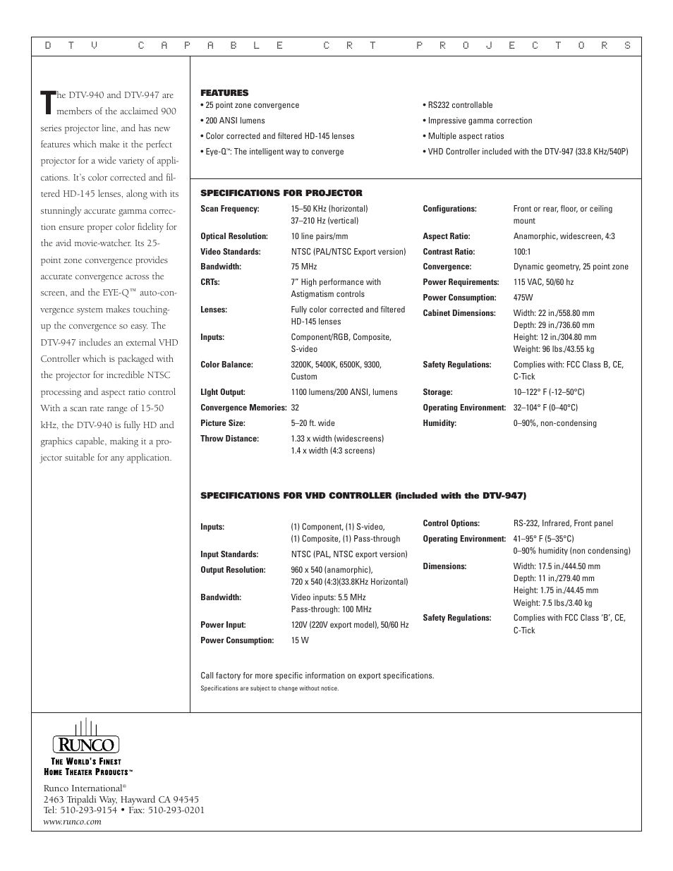 Runco DTV-947 User Manual | Page 2 / 2