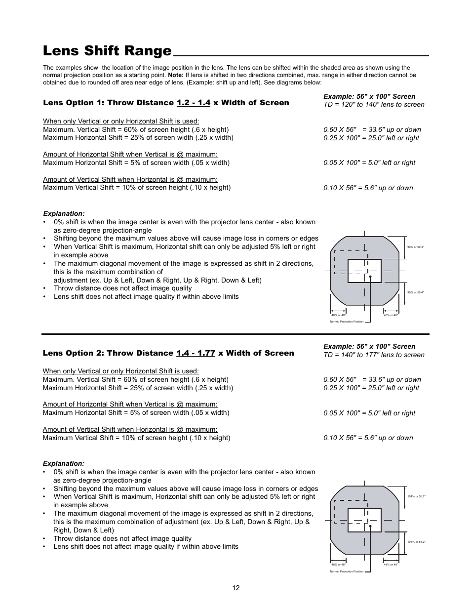 Lens shift range | Runco VX-4000d User Manual | Page 14 / 44