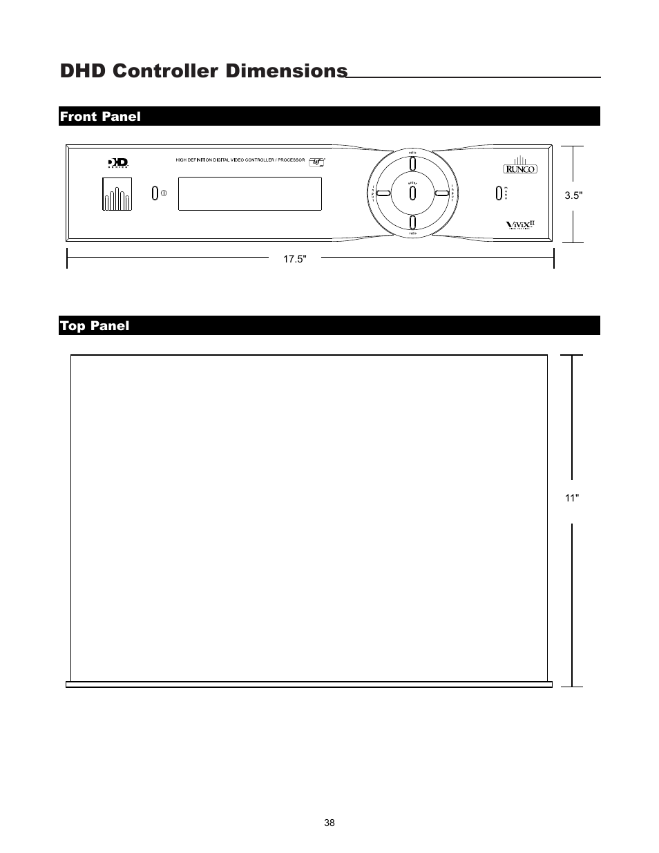 Dhd controller dimensions | Runco VX-4000d User Manual | Page 40 / 44