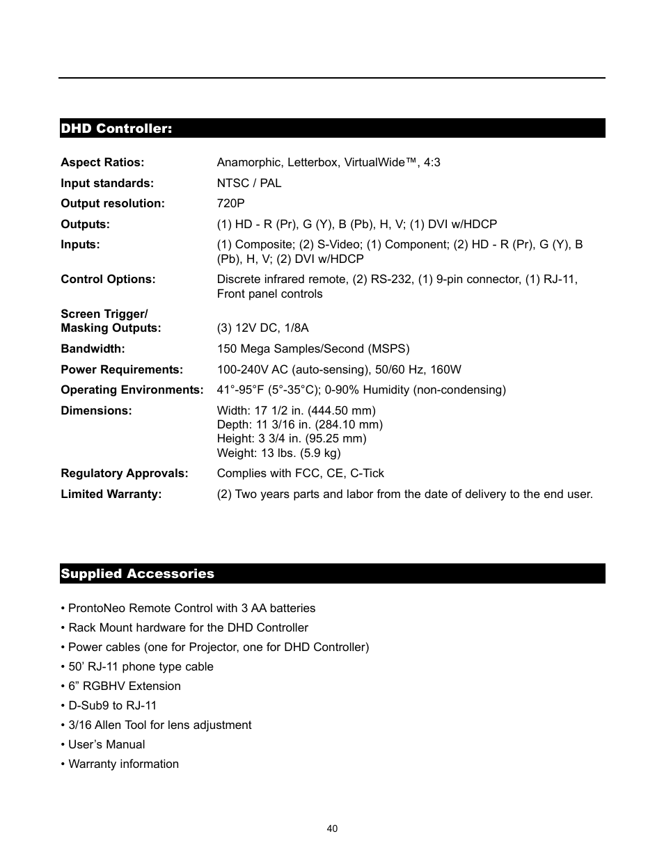 Runco VX-4000d User Manual | Page 42 / 44