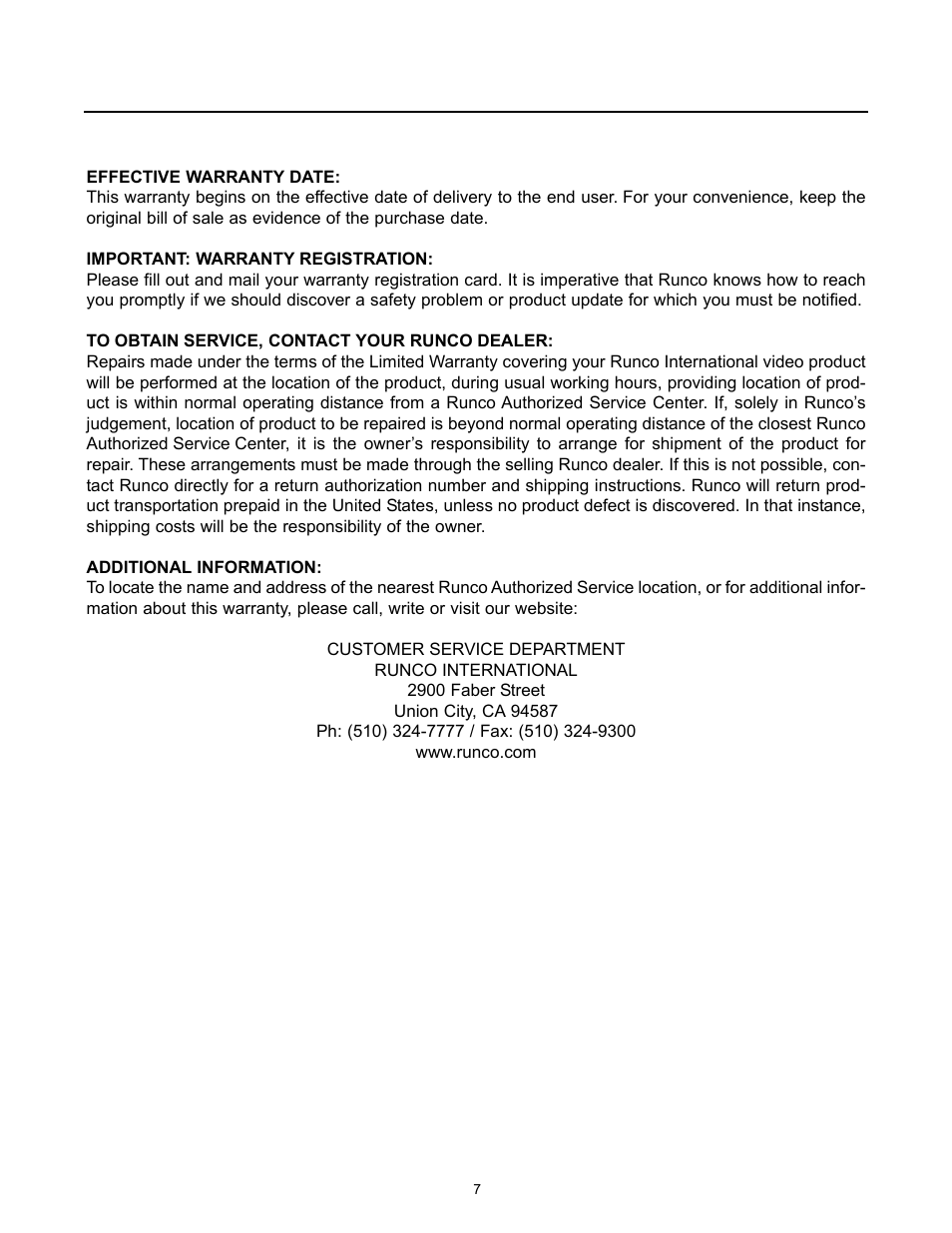 Runco VX-4000d User Manual | Page 9 / 44