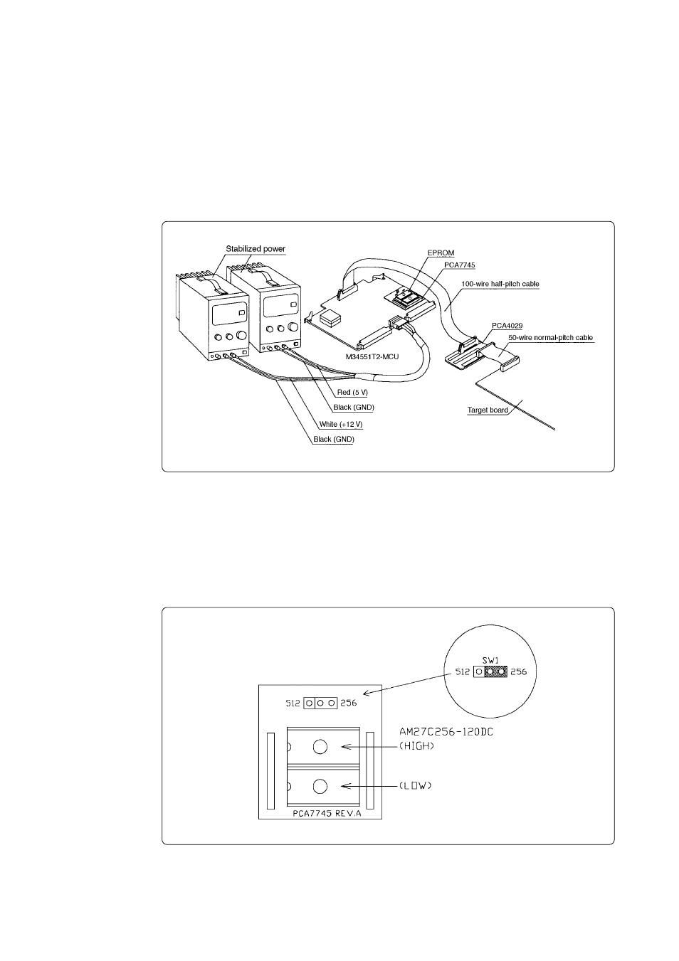 Using as an evaluation board, 1 system configuration, 2 mounting the eprom | Renesas Single-Chip Microcomputer M34551T2-MCU User Manual | Page 27 / 42