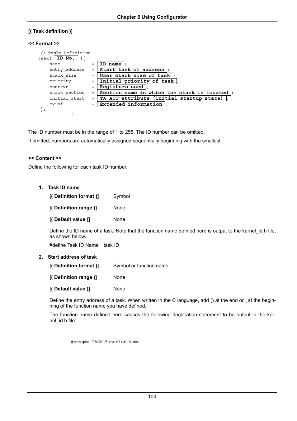 Task definition ) | Renesas 70 User Manual | Page 114 / 162