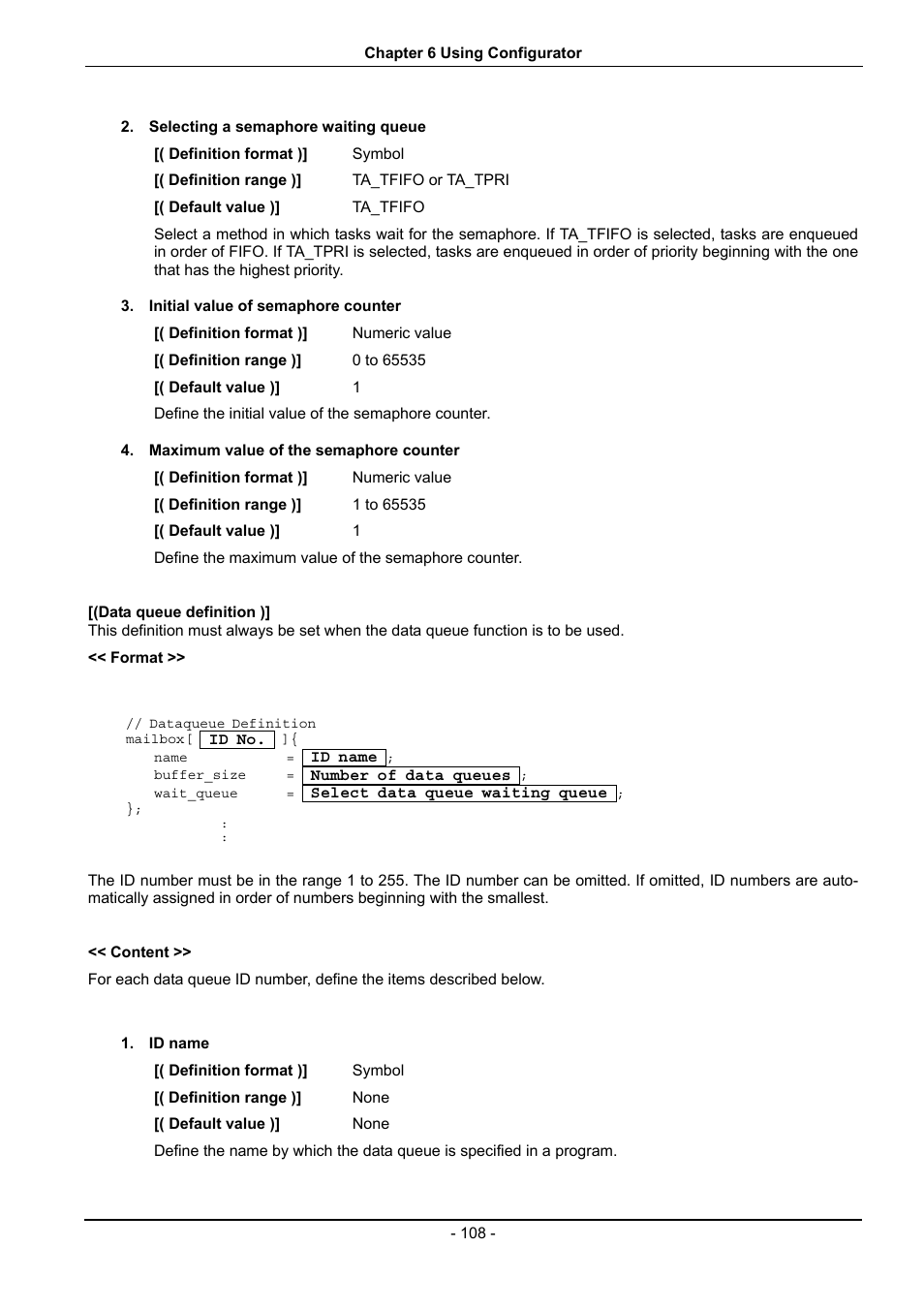 Data queue definition ) | Renesas 70 User Manual | Page 118 / 162