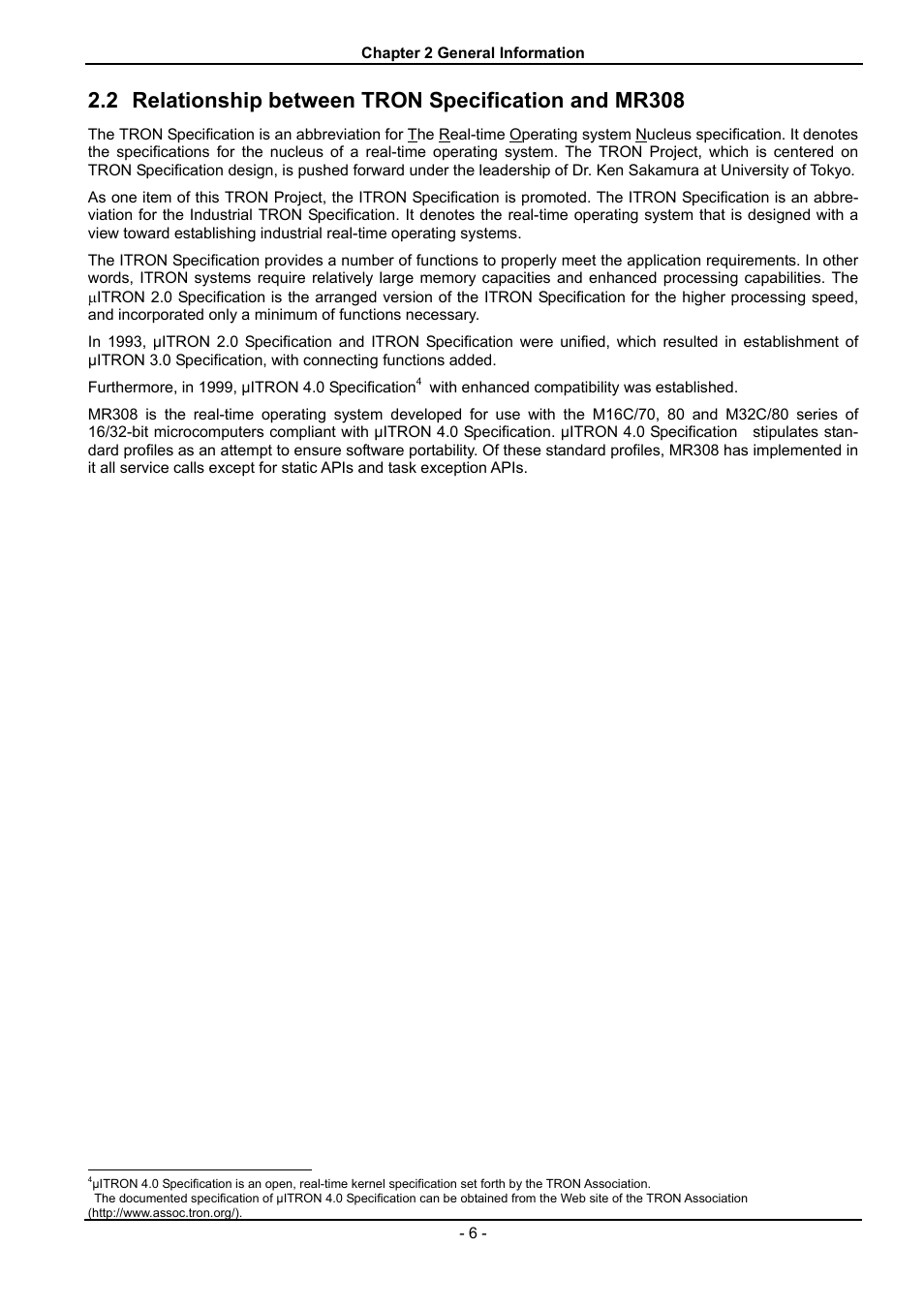 Relationship between tron specification and mr308 | Renesas 70 User Manual | Page 16 / 162