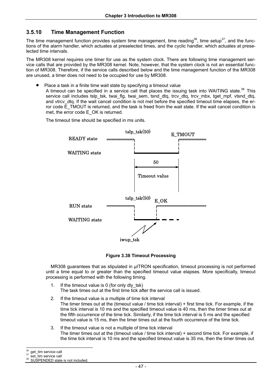 Time management function, Figure 3.38 timeout processing, 10 time management function | Renesas 70 User Manual | Page 57 / 162