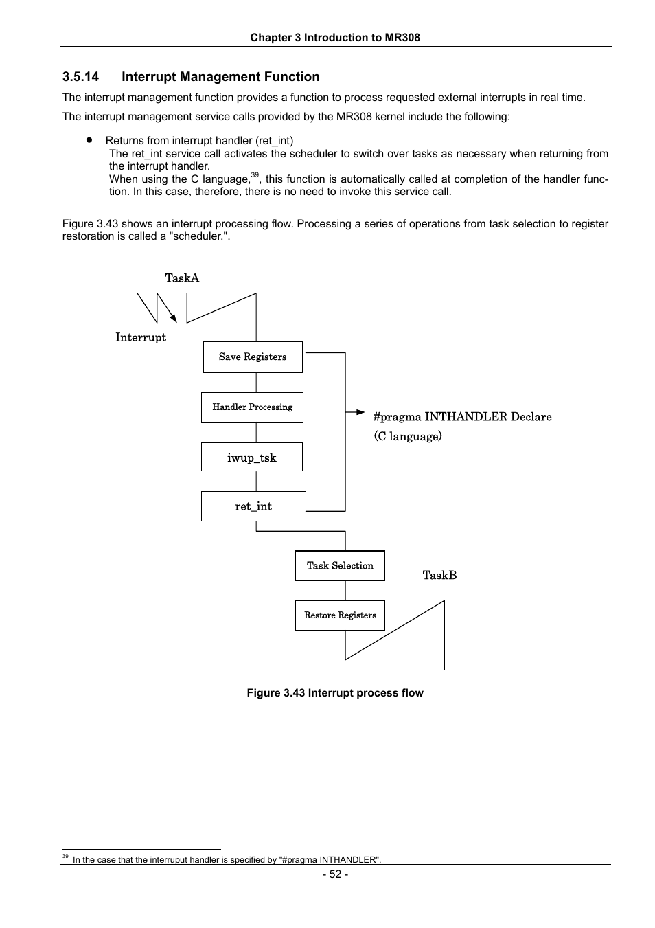Interrupt management function, Figure 3.43 interrupt process flow, 14 interrupt management function | Renesas 70 User Manual | Page 62 / 162