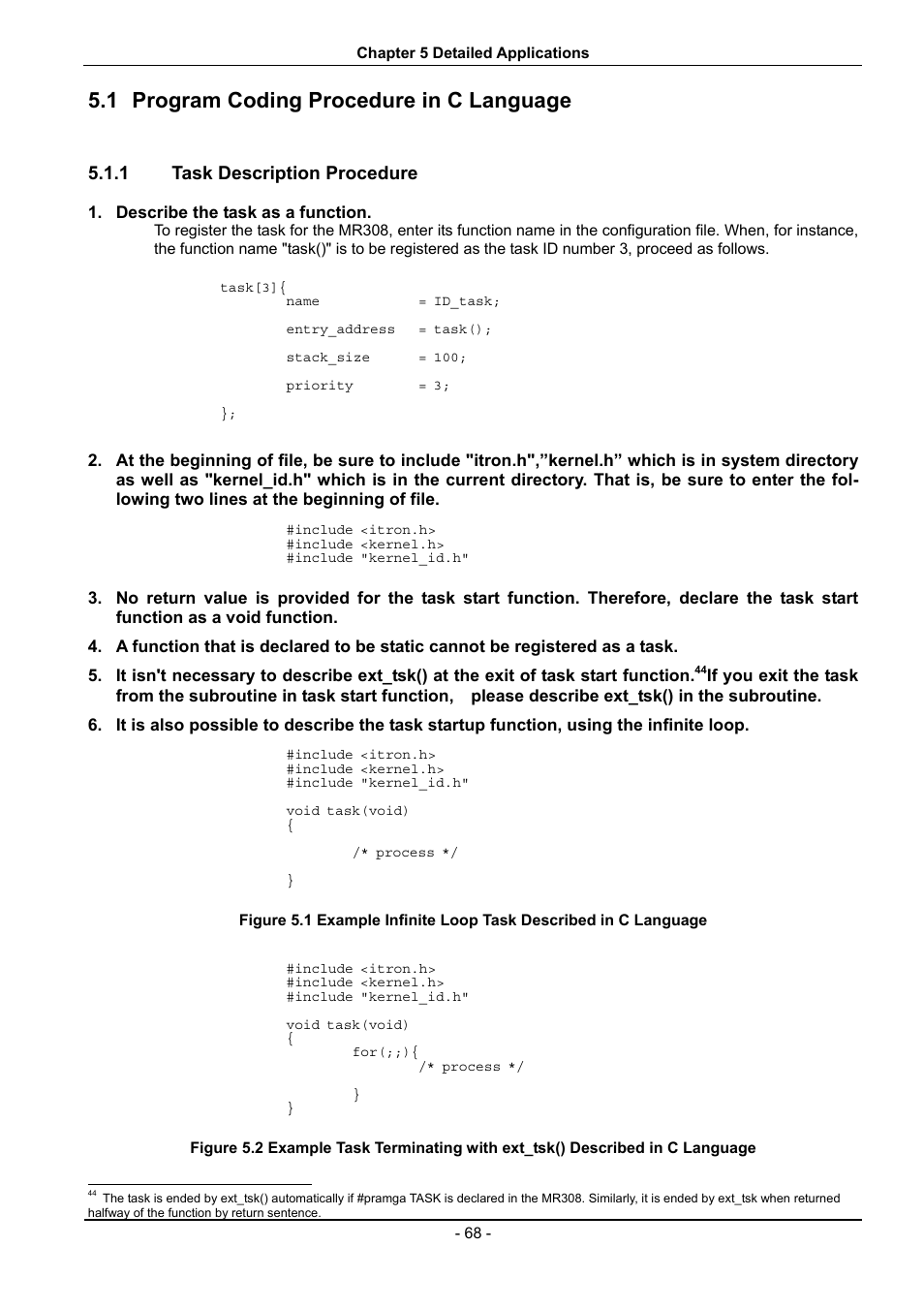 Program coding procedure in c language, Task description procedure, 1 program coding procedure in c language | 1 task description procedure | Renesas 70 User Manual | Page 78 / 162