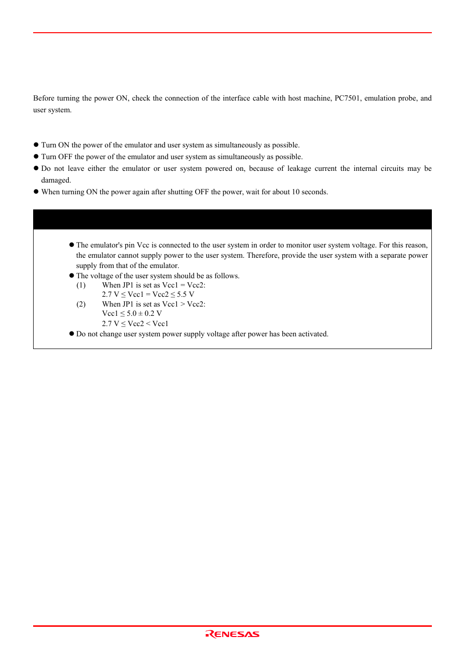 6 turning on the power, 1 checking the connections of the emulator system, 2 turning on/off the power | Notes on power supply, Important | Renesas M3062PT2-EPB User Manual | Page 25 / 102