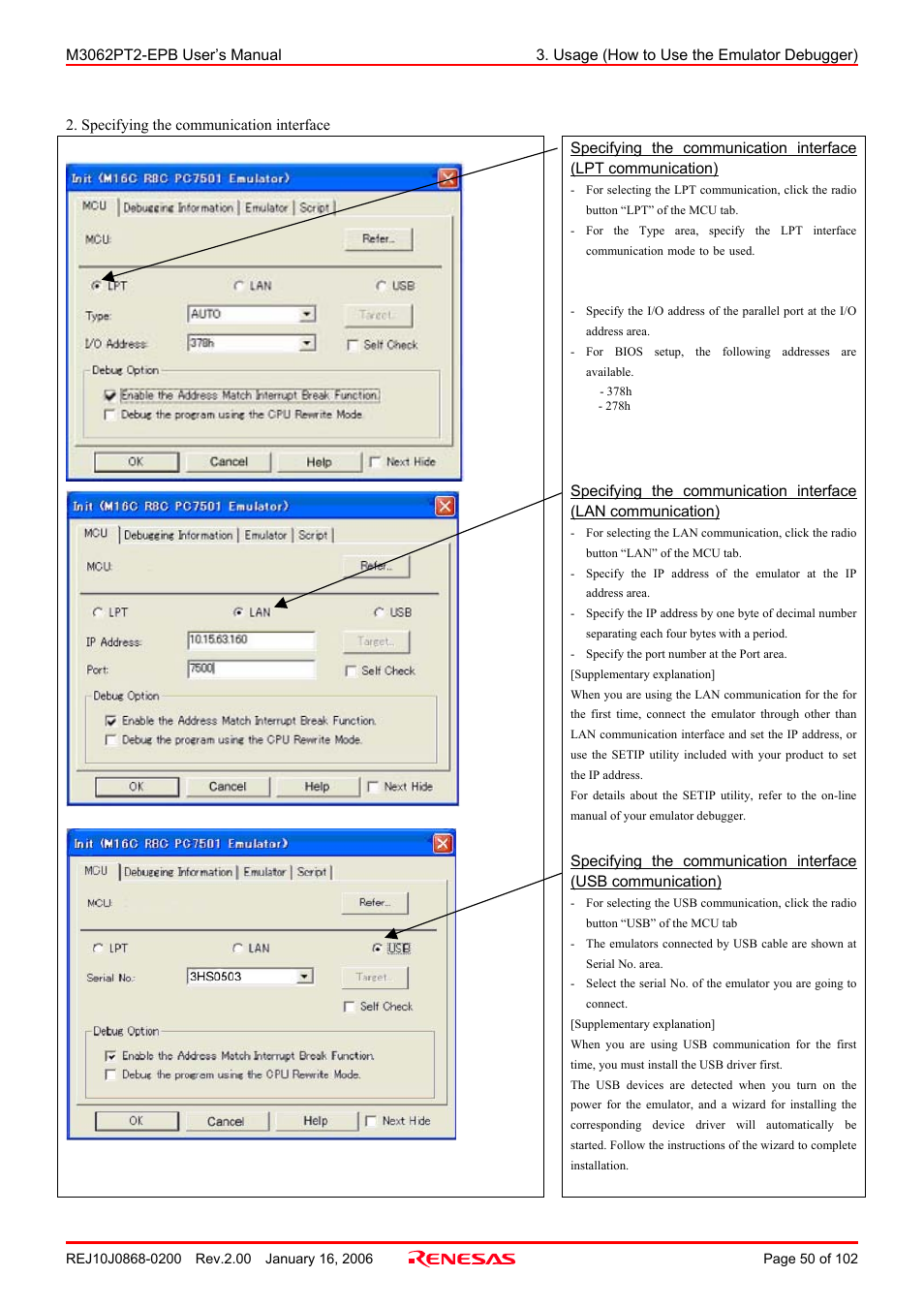 Renesas M3062PT2-EPB User Manual | Page 50 / 102