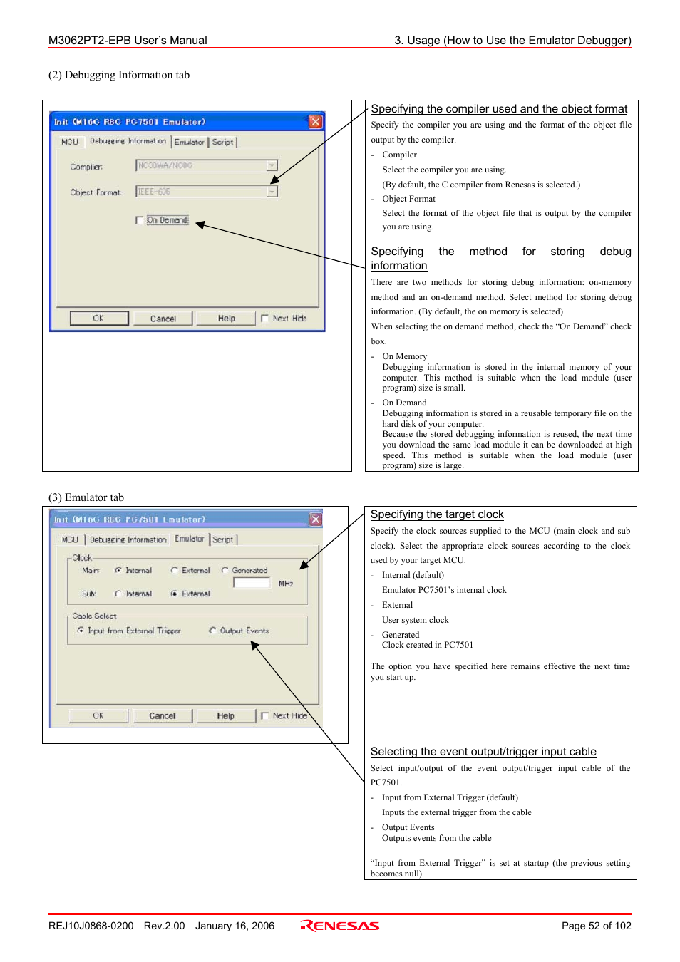 Renesas M3062PT2-EPB User Manual | Page 52 / 102