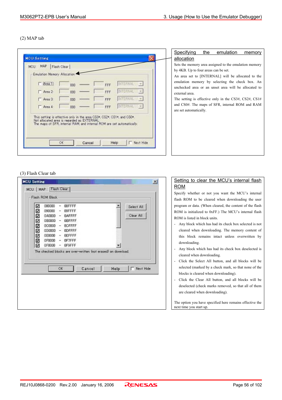 Renesas M3062PT2-EPB User Manual | Page 56 / 102