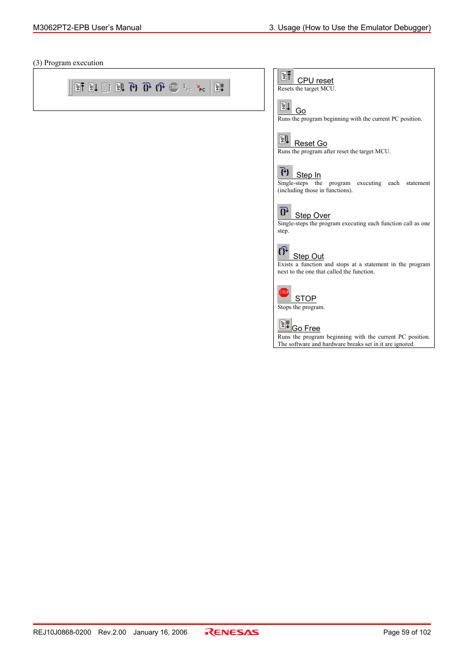 Renesas M3062PT2-EPB User Manual | Page 59 / 102