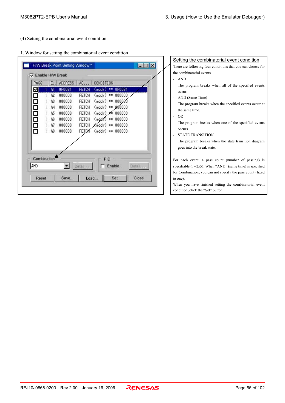 Renesas M3062PT2-EPB User Manual | Page 66 / 102