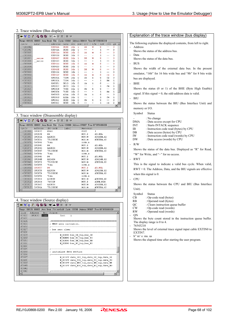 Renesas M3062PT2-EPB User Manual | Page 68 / 102
