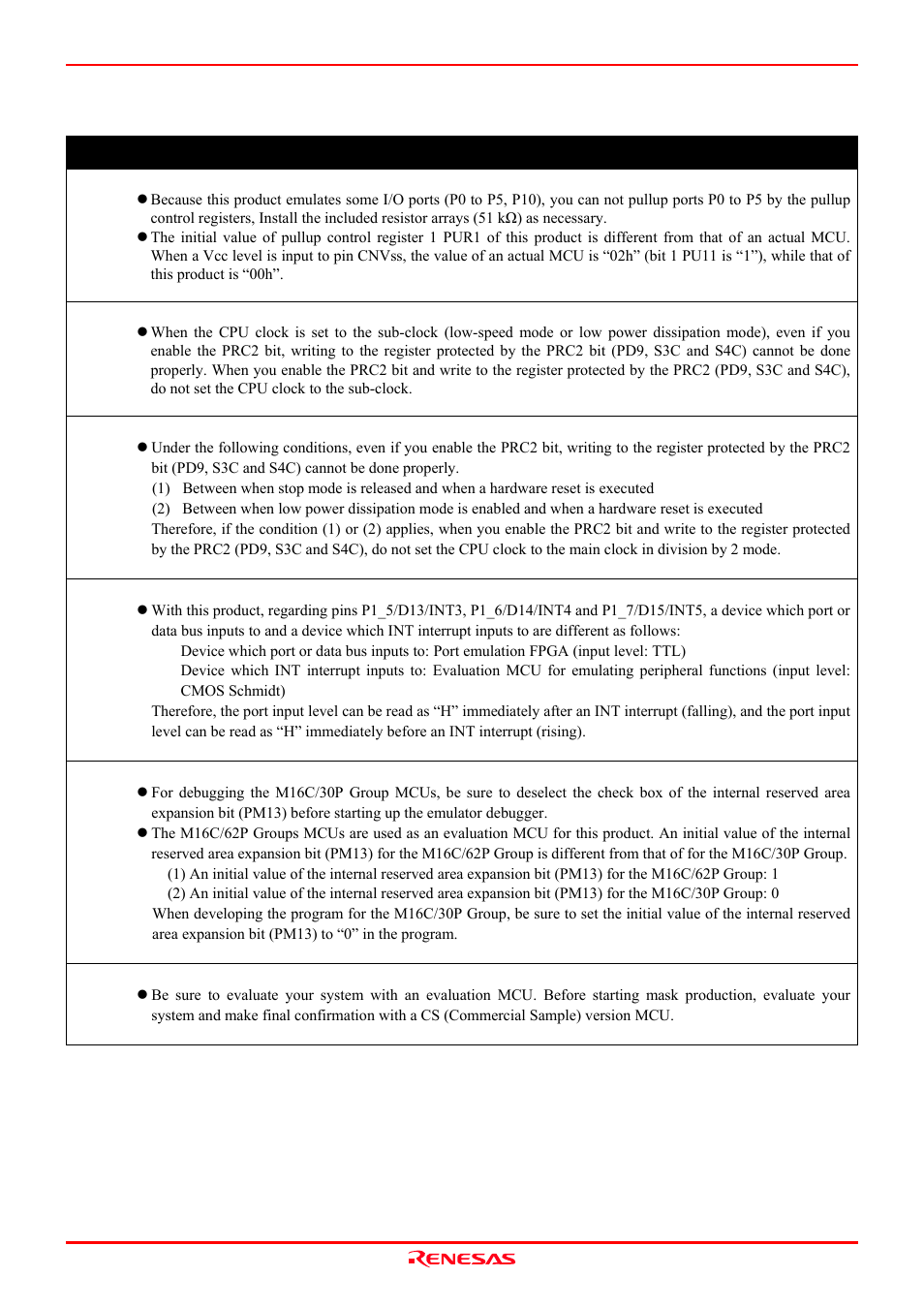 Important | Renesas M3062PT2-EPB User Manual | Page 84 / 102