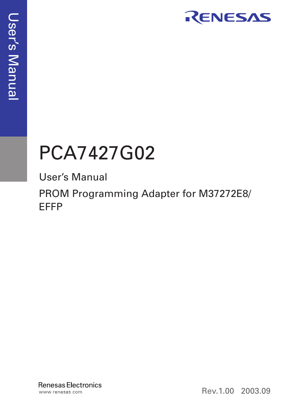 Renesas PROM Programming Adapter PCA7427G02 User Manual | Page 3 / 20