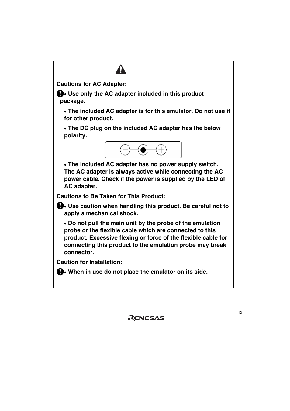Caution | Renesas FP-144L User Manual | Page 15 / 40