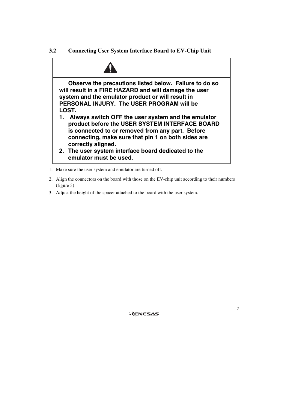 Warning | Renesas FP-144L User Manual | Page 25 / 40