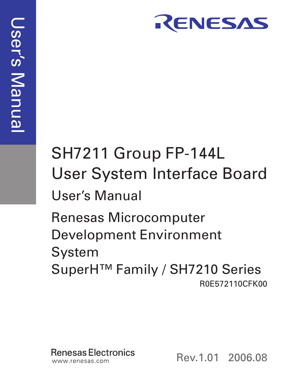 Cover, Use r’s m an ua l | Renesas FP-144L User Manual | Page 3 / 40