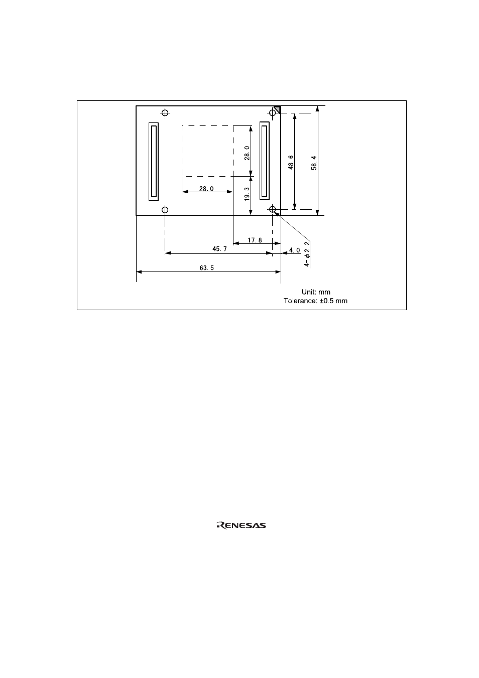 4dimensions for user system interface cable head, Dimensions for user system interface cable head | Renesas H8/3257 Series User Manual | Page 15 / 20