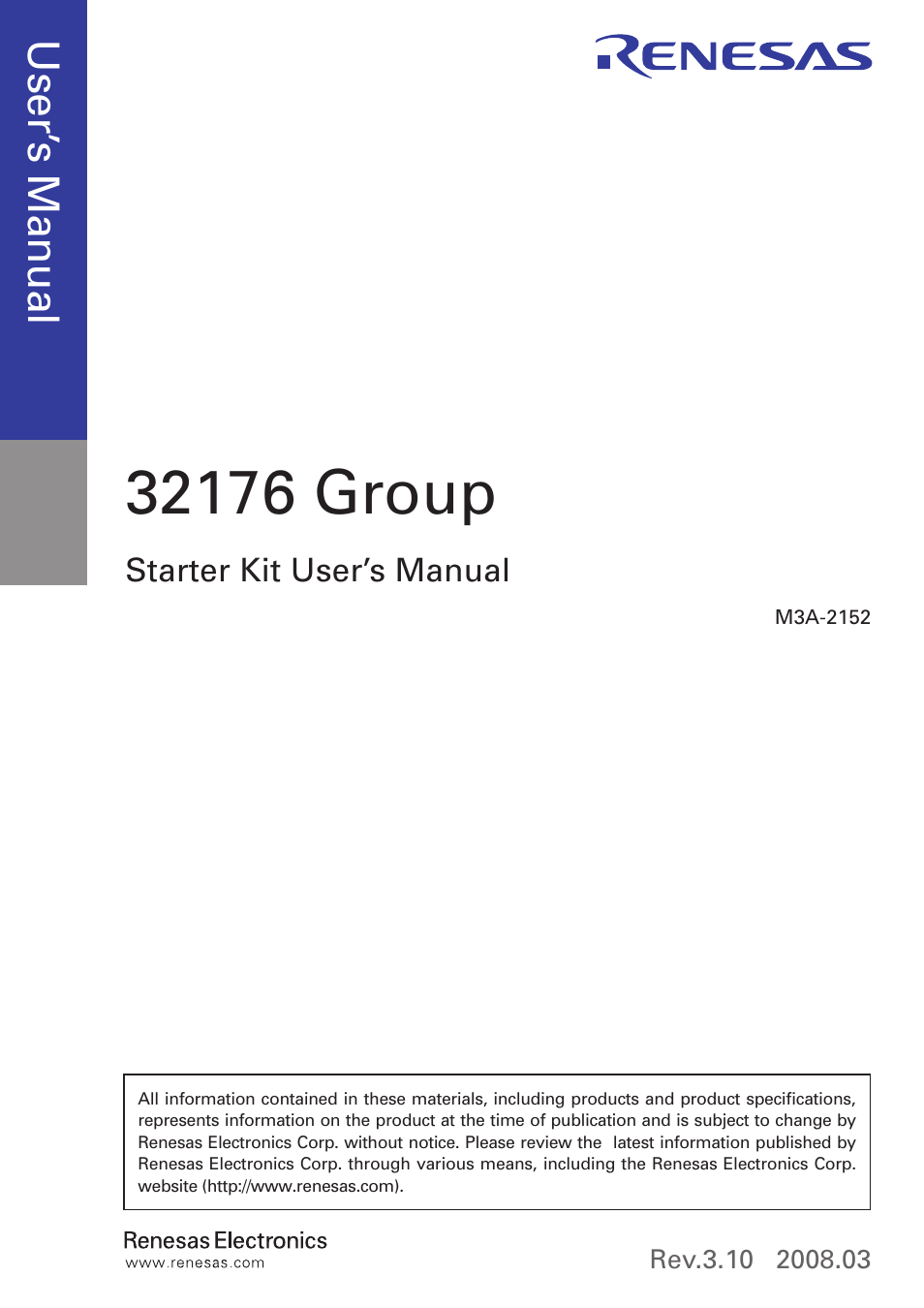 Use r’s m an ua l | Renesas 32176 User Manual | Page 3 / 95