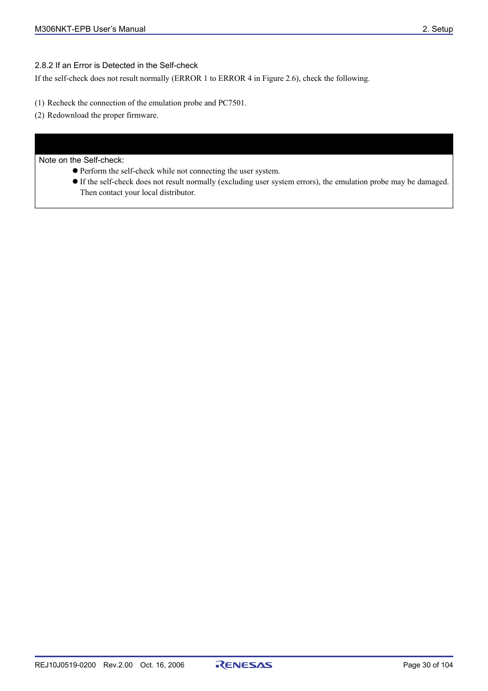 2 if an error is detected in the self-check, Important | Renesas M16C/6NM User Manual | Page 32 / 106