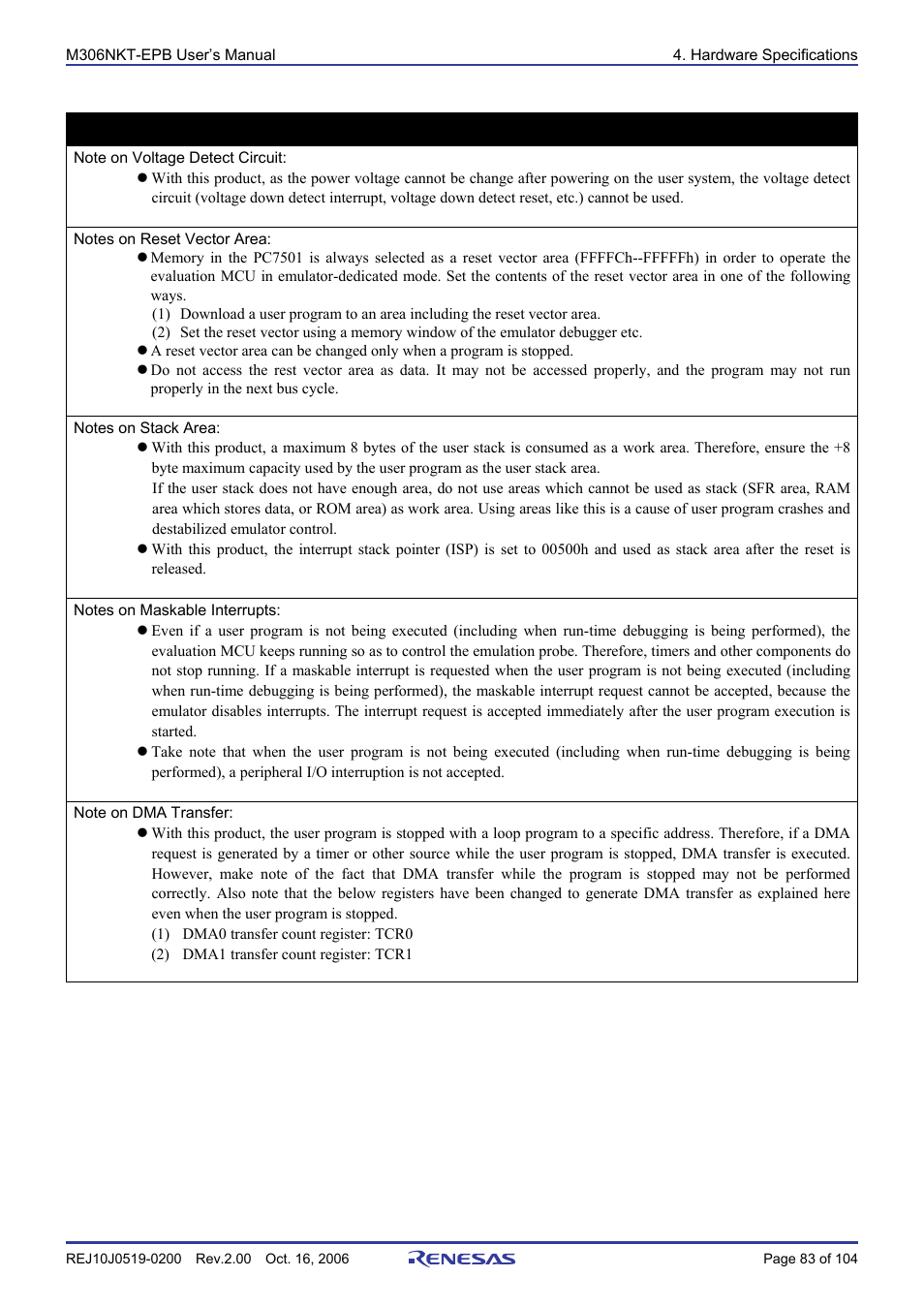 Important | Renesas M16C/6NM User Manual | Page 85 / 106