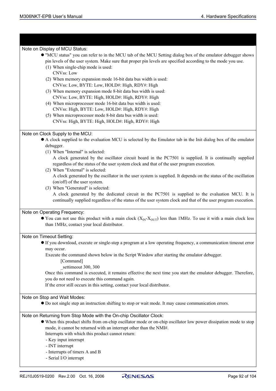 Important | Renesas M16C/6NM User Manual | Page 94 / 106
