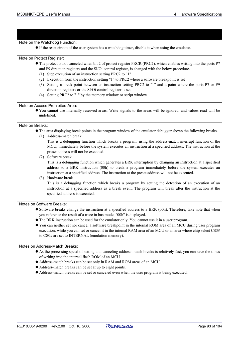 Important | Renesas M16C/6NM User Manual | Page 95 / 106