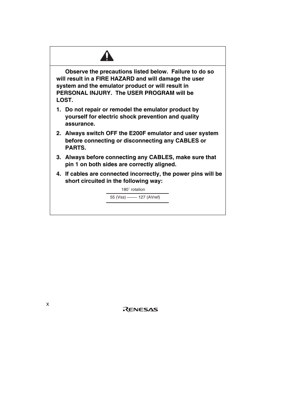 Warning | Renesas SH7085 User Manual | Page 16 / 50